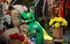 Hoa hậu Lê Thanh Thúy rạng rỡ trong áo dài đón Xuân mới