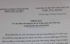 Sinh viên được nhà trường cho nghỉ học để cổ vũ Olympic Việt Nam đá trận bán kết ASIAD 2018
