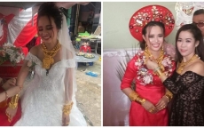 Cô dâu Hậu Giang gây choáng khi đeo 129 cây vàng 'trĩu cổ' trong ngày cưới