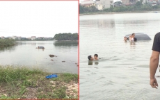 Cho vợ tập lái xe, cả ba người lao xuống hồ ở Đại học Nông Lâm - Bắc Giang