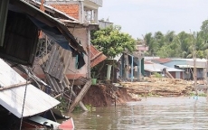 Cần Thơ: Sạt lở bờ sông Ô Môn, nhiều căn nhà bị ảnh hưởng
