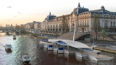 Taxi bong bóng trên sông Seine
