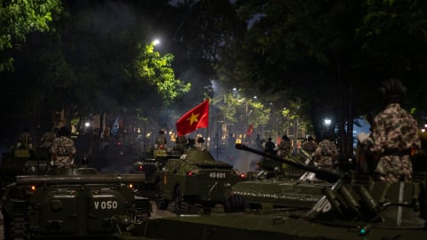 Dàn khí tài nối dài trong buổi tổng hợp luyện thứ hai tại Hà Nội