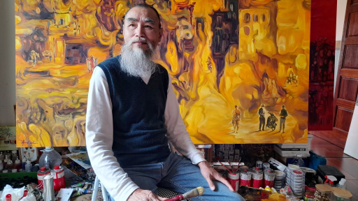 Họa sĩ Hoàng Định: “Tôi dùng tín hiệu thị giác vào tranh để mọi người cảm nhận Hà Nội”