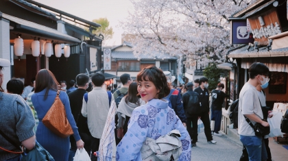Diện kimono ở Kyoto, Nhật Bản