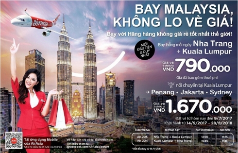 AIRASIA giới thiệu đường bay thẳng mới từ Nha Trang đến Kuala Lumpur, Malaysia