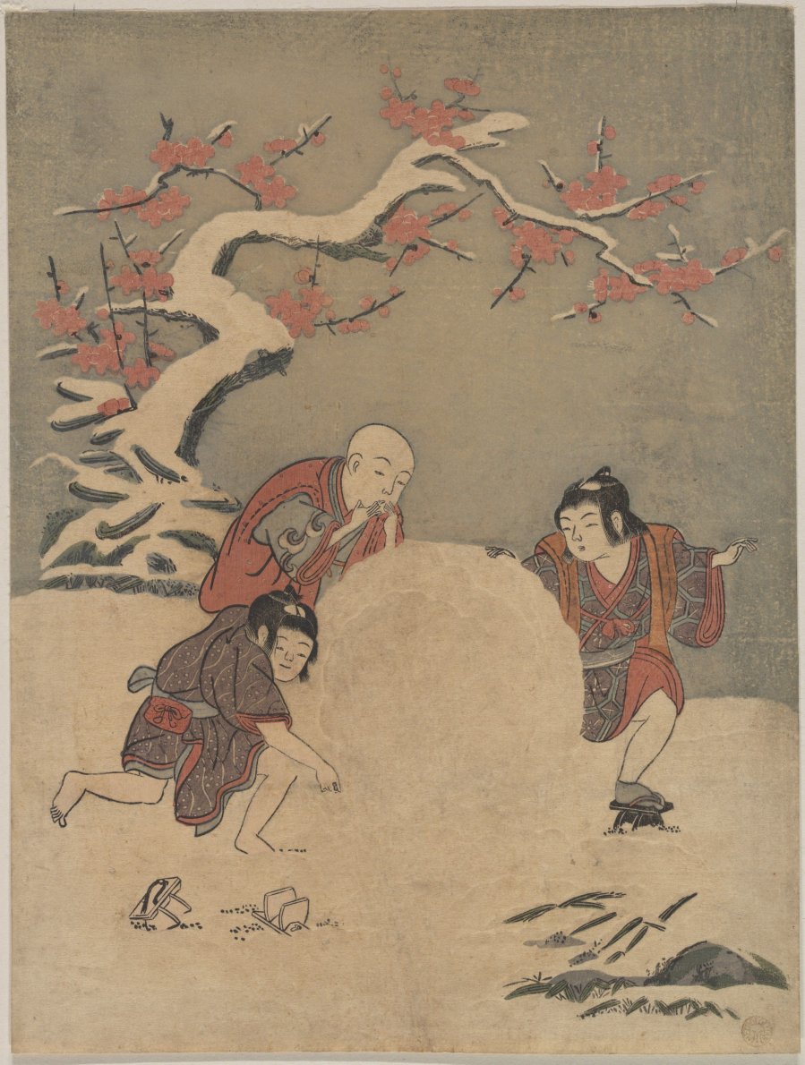 Những đứa trẻ nghịch tuyết (Suzuki Harunobu, 1770)