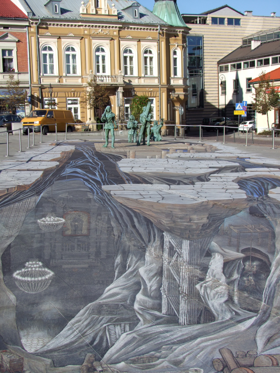 Một bức họa trên đường phố mô tả di sản Wieliczka 