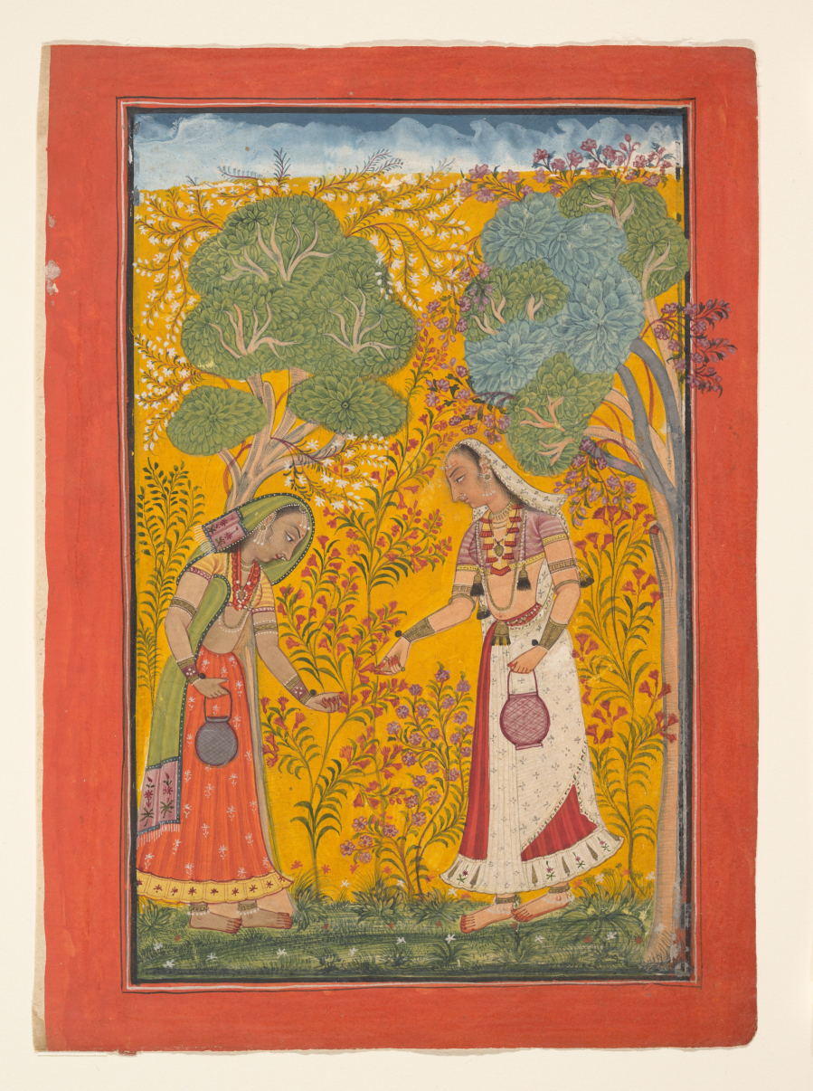 Vòng hoa giai điệu: tranh Ragamala (Vasanti Ragini, 1710)