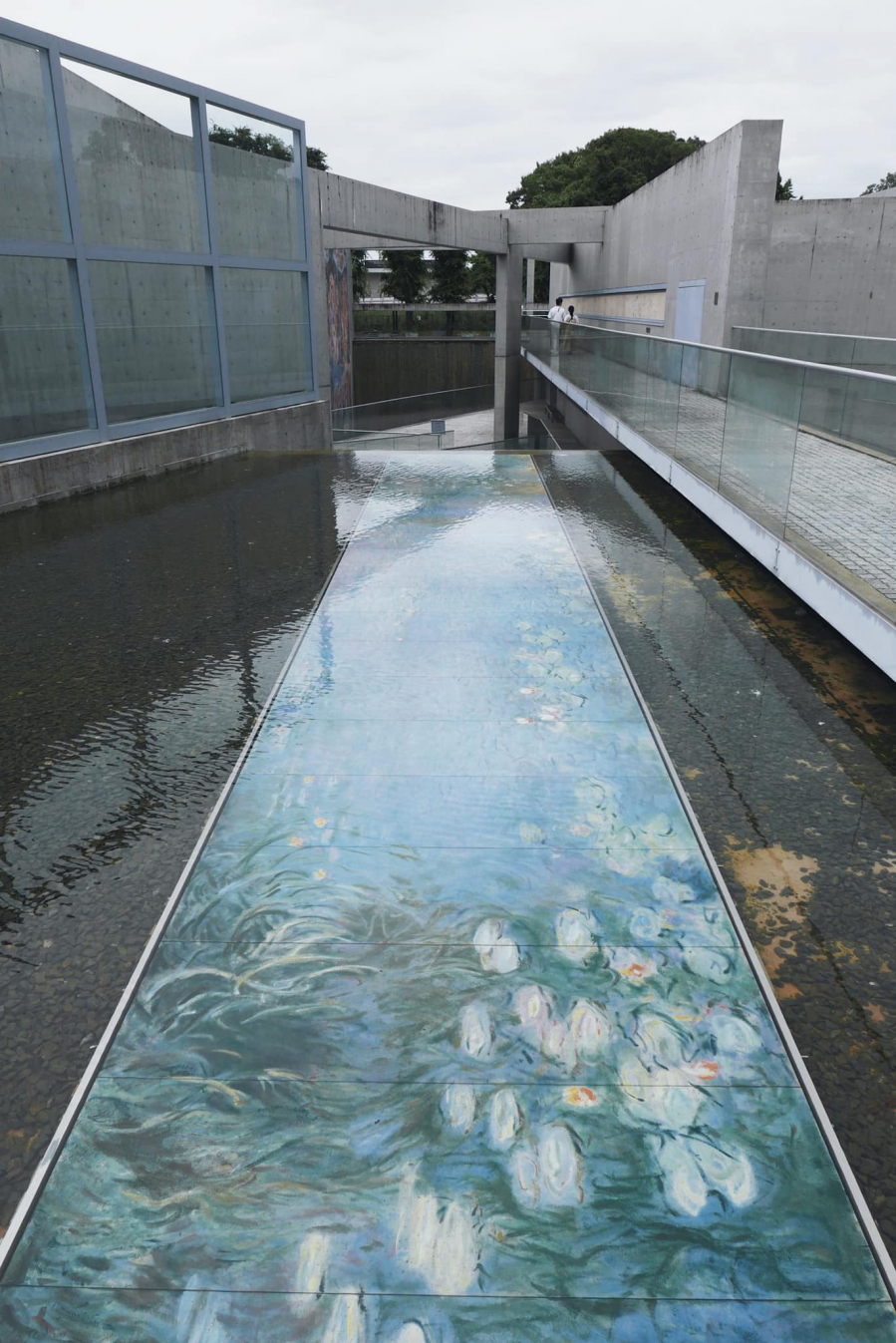 Bức họa Water Lilies: Morning của Monet được đặt dưới đáy dòng nước hiền hòa (ảnh: Minh Nguyễn).