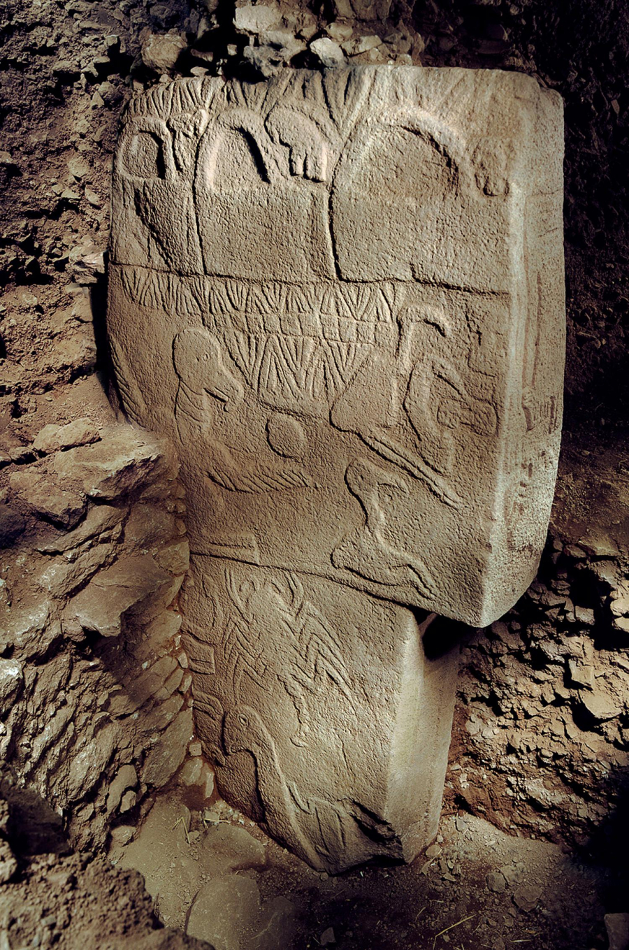 Các cột đá được chạm khắc hình nhiều loài động vật và chữ tượng hình bí ẩn (Ảnh: Internet)
