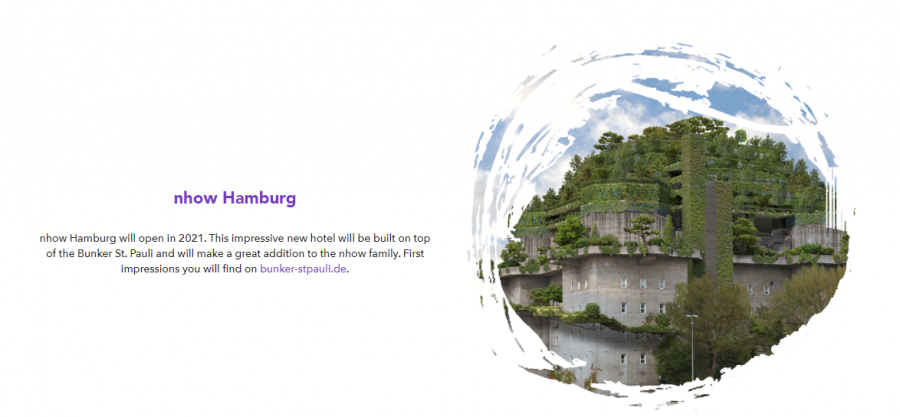 Hình ảnh của nhow Hamburg trên trang web của Tập đoàn NH Hotel