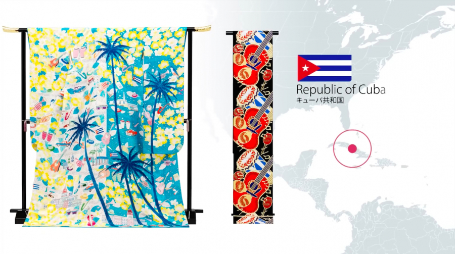Thiết kế kimono và obi đại diện Cộng hòa Cuba