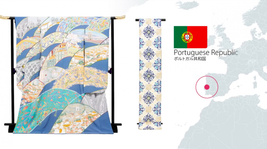 Thiết kế kimono và obi đại diện Cộng hòa Bồ Đào Nha