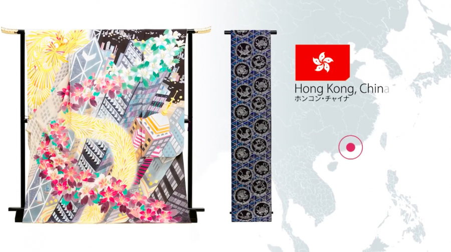 Thiết kế kimono và obi đại diện Hồng Kông