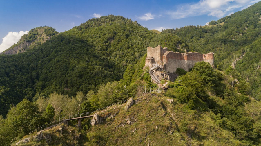 Lâu đài Poenari đổ nát trên núi Cetatea