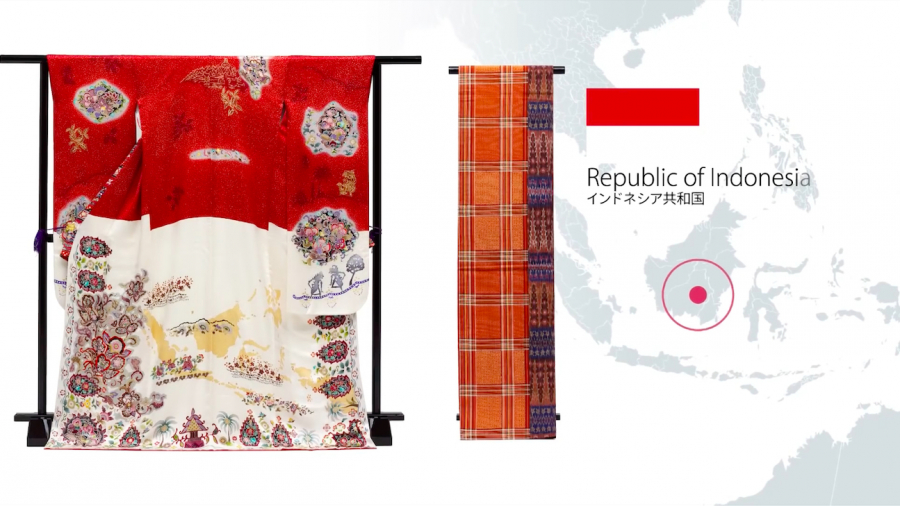 Thiết kế kimono và obi đại diện Cộng hoà Indonesia