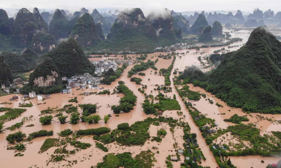 Lũ lụt do mưa lớn ở huyện Dương Sóc (Quế Lâm, Khu tự trị dân tộc Choang Quảng Tây)
