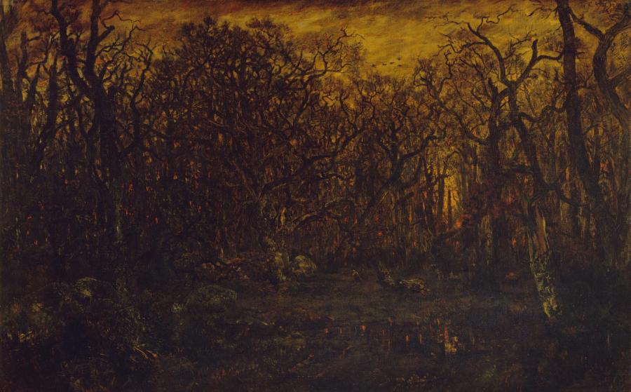 Khu rừng mùa đông lúc hoàng hôn (Théodore Rousseau, 1946-1947)
