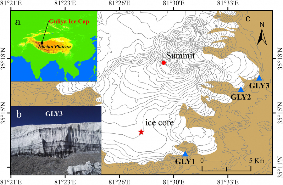 Vị trí của khối băng Guliya