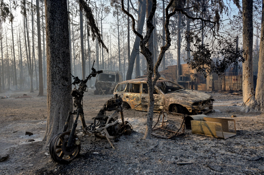 Hậu quả của vụ hỏa hoạn ở phía bắc Athens. (Ảnh: Milos Bicanski/Getty Images)