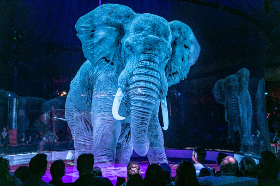 Một rạp xiếc ở Đức đã thay những con voi thật bằng hình ảnh 3D khi biểu diễn