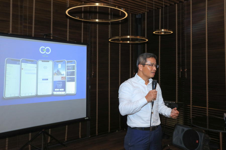 Ông Trần Trọng Kiên, Chủ tịch và CEO của tập đoàn Thiên Minh trong buổi ra mắt ứng dụng TMG Go