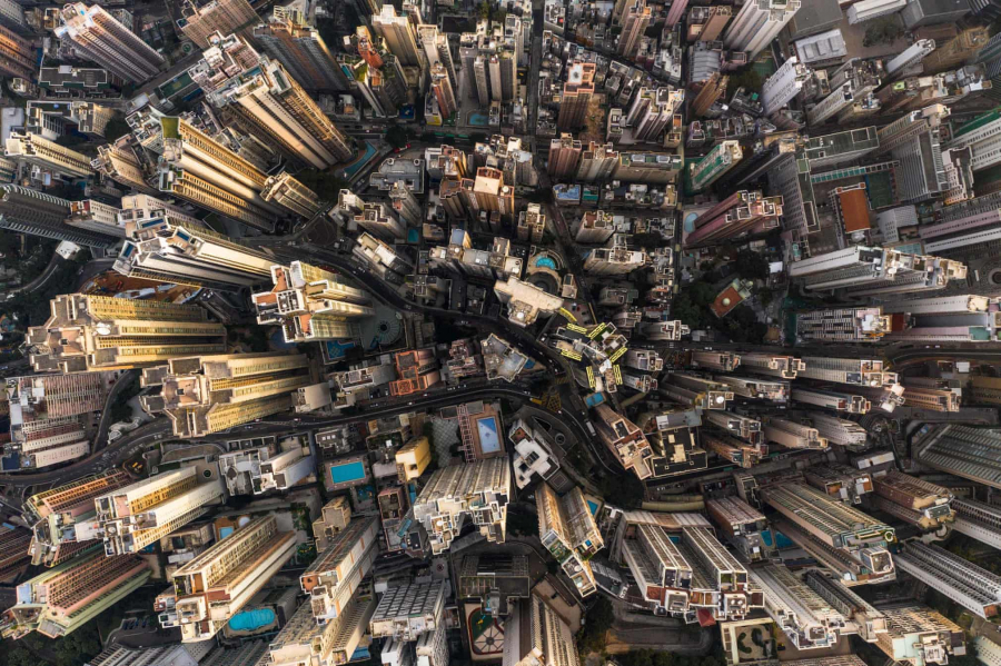 Hồng Kông như một thành phố mô hình thu nhỏ nhìn từ trên cao