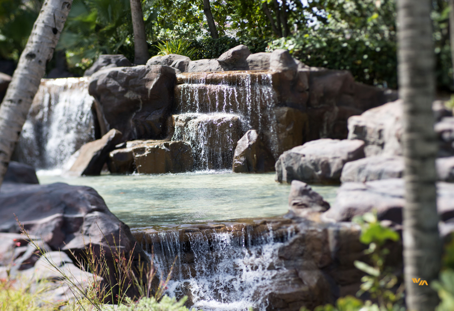 Những khu vườn và thác nước ở Hyatt Regency Aruba Resort & Casino ven bãi biển Palm