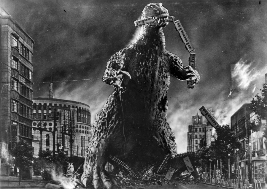 Cảnh tàn phá của Godzilla trong phim (1954)