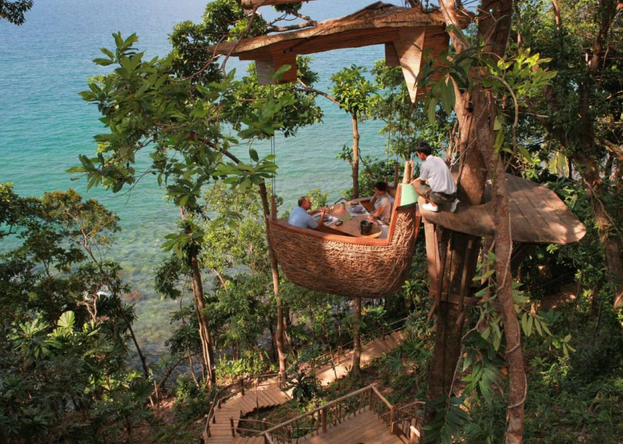Nhà hàng trên cây ở Soneva Kiri Resort, Thái Lan