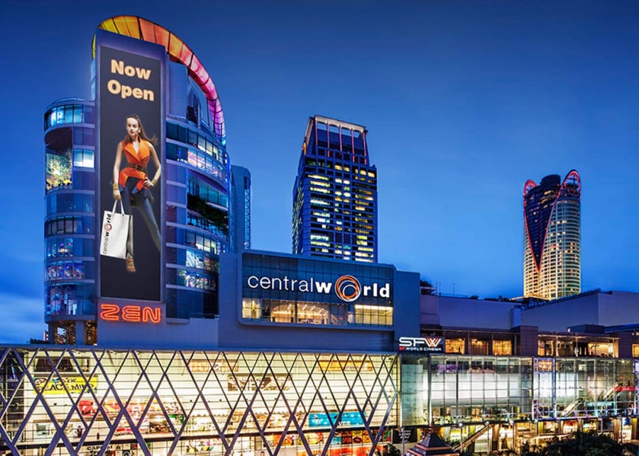 Trung tâm thương mại Central World, một trong những trung tâm mua sắm hiện đại, rông lớn tại thủ đô Bangkok, Thái Lan. 