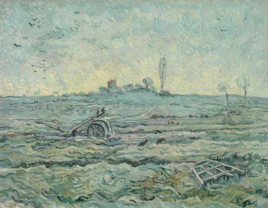 Cánh đồng tuyết phủ với một cái bừa (Vincent van Gogh, 1890)