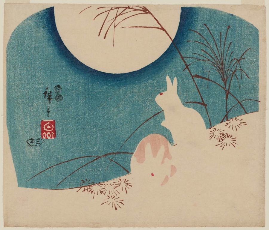Thỏ trông trăng (Utagawa Hiroshige)