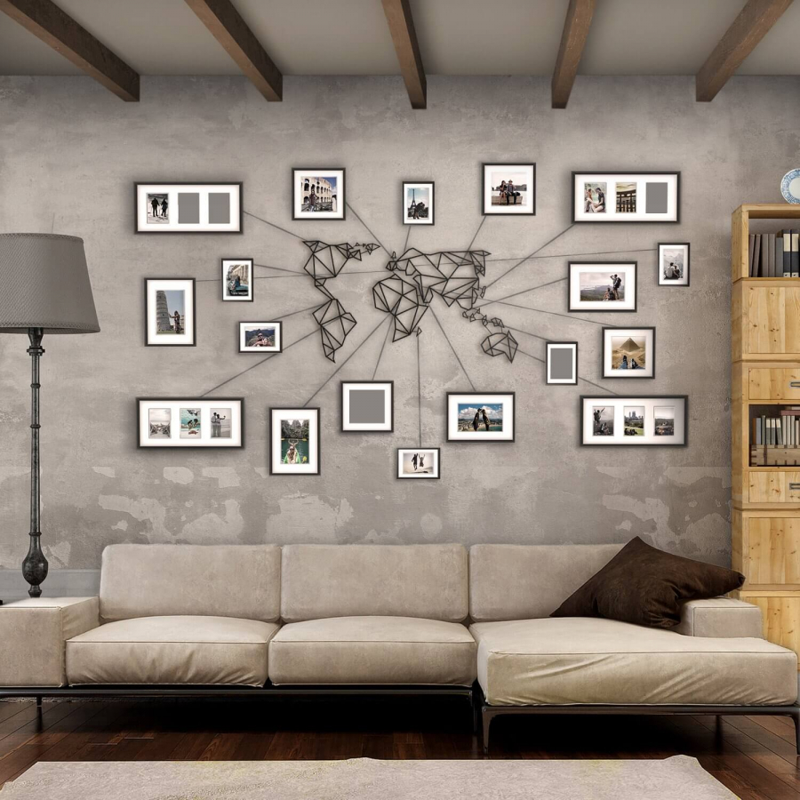 NONAGON-style-n9s-framed-postcard-photo-metal-wire-geometric-map-home-decor-wall