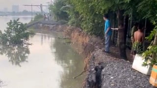 Khẩn trương gia cố bờ bao sông Sài Gòn sau vụ sạt lở nghiêm trọng tại Củ Chi