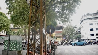 Cột điện và vết bụi thời gian
