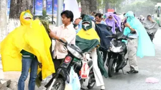 Dừng xe mặc áo mưa có bị phạt không?