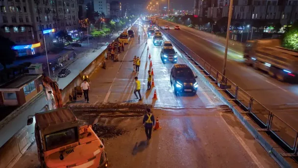Phân luồng để sửa chữa Vành đai 3 trên cao, được đi vào làn khẩn cấp