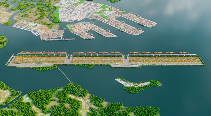Phối cảnh dự án cảng trung chuyển quốc tế Cần Giờ. Ảnh: Portcoast