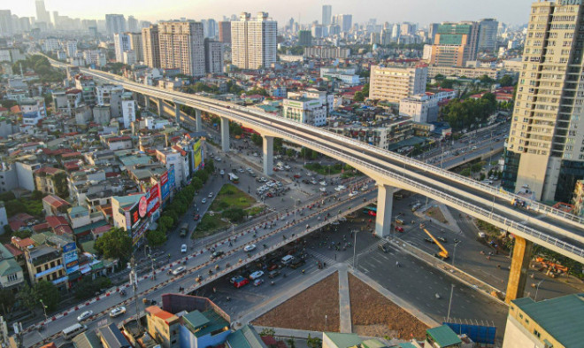 Hơn 5km đường Vành đai 2 trên cao Hà Nội dự kiến thông xe trước Tết Nguyên đán 2023. Ảnh: 24h