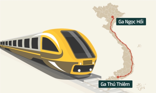Dự án đường sắt tốc độ cao Bắc Nam dự kiến có điểm đầu ga Ngọc Hồi (Hà Nội) và điểm cuối ga Thủ Thiêm (TP HCM). Đồ hoạ: Tạ Lư