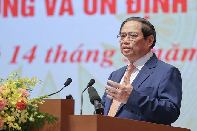 Thủ tướng Chính phủ Phạm Minh Chính phát biểu chỉ đạo tại hội nghị. Ảnh: Nhật Bắc/VGP