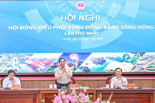 Thủ tướng Phạm Minh Chính, Chủ tịch Hội đồng điều phối vùng đồng bằng sông Hồng, chủ trì Hội nghị lần thứ nhất của Hội đồng - Ảnh: VGP/Nhật Bắc