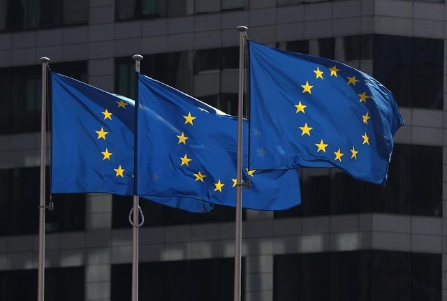 Cờ Liên minh châu Âu tại Brussels (Bỉ). Ảnh: Reuters