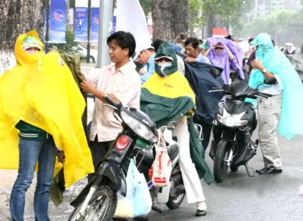 Dừng xe mặc áo mưa có bị phạt không?