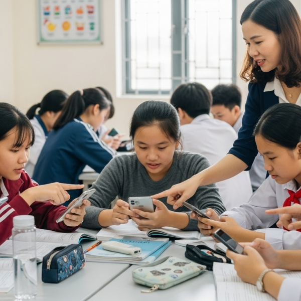 Cấm học sinh sử dụng điện thoại trong trường học, nên hay không?