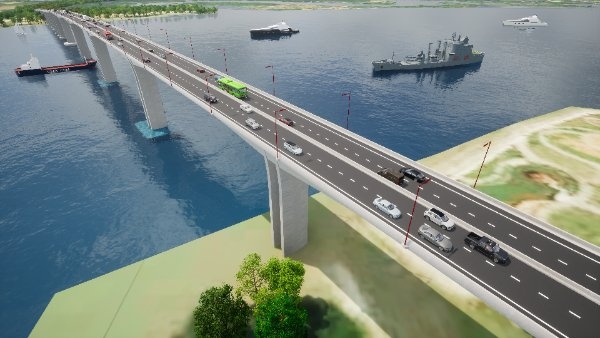 Phối cảnh dự án 1A gồm có cầu Nhơn Trạch và phần đường dài hơn 8km, điểm đầu giao với đường tỉnh 25B thuộc H.Nhơn Trạch và điểm cuối giao với đường cao tốc TP.HCM - Long Thành - Dầu Giây (Ảnh: Thanh Niên)