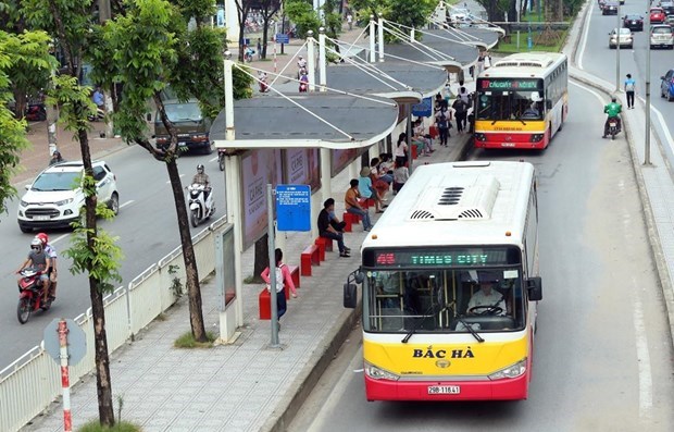 Tuyến buýt số 45 (Khu đô thị Times City-Nam Thăng Long) của Công ty Trách nhiệm hữu hạn Bắc Hà có thể sẽ dừng hoạt động từ ngày 1/8 tới. Ảnh: Huy Hùng/Vietnam+