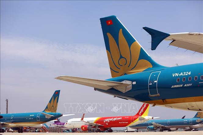 Máy bay của các hãng hàng không tại sân bay Nội Bài (Hà Nội). Ảnh tư liệu: TTXVN
